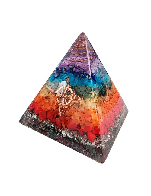Pirámide 7 Chakras Piedra Natural Orgonita Nudo De Brujas