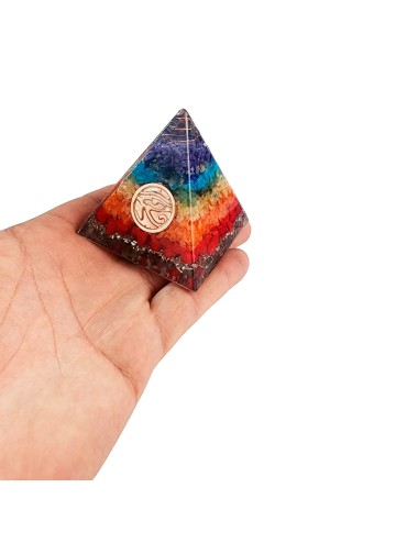 Pirámide 7 Chakras Piedra Natural Orgonita Ojo De Horus