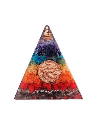 Pirámide 7 Chakras Piedra Natural Orgonita Ojo De Horus