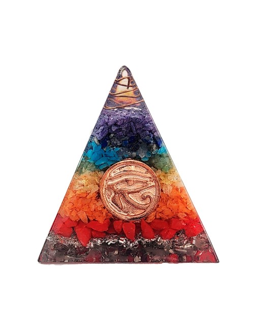 Pirámide 7 Chakras Piedra Natural Orgonita Ojo De Horus