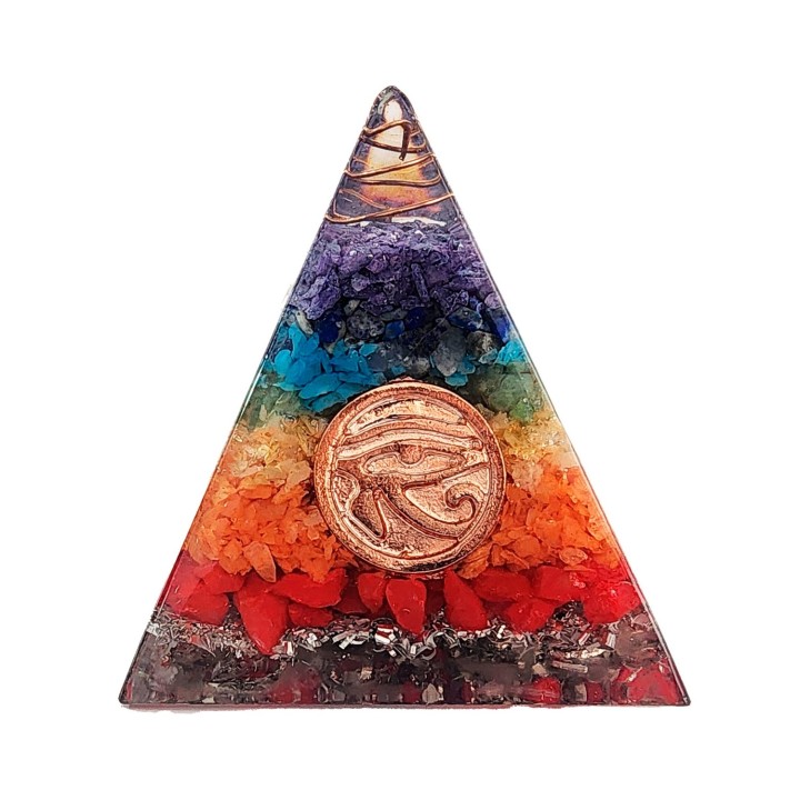 Pirámide 7 Chakras Piedra Natural Orgonita Ojo De Horus