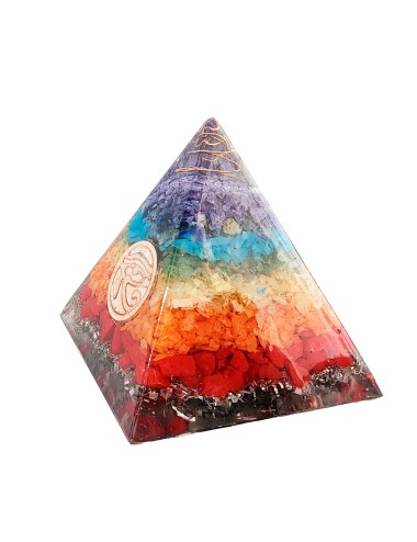 Pirámide 7 Chakras Piedra Natural Orgonita Ojo De Horus