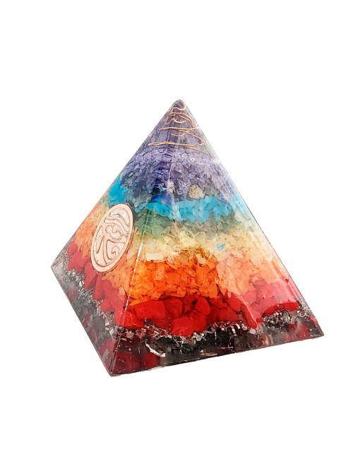 Pirámide 7 Chakras Piedra Natural Orgonita Ojo De Horus