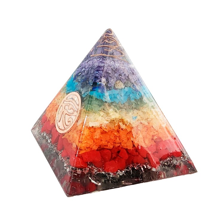 Pirámide 7 Chakras Piedra Natural Orgonita Ojo De Horus