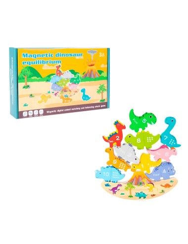 Juego De Mesa Figuras Magnetica Equilibrio Dinosaurio Madera