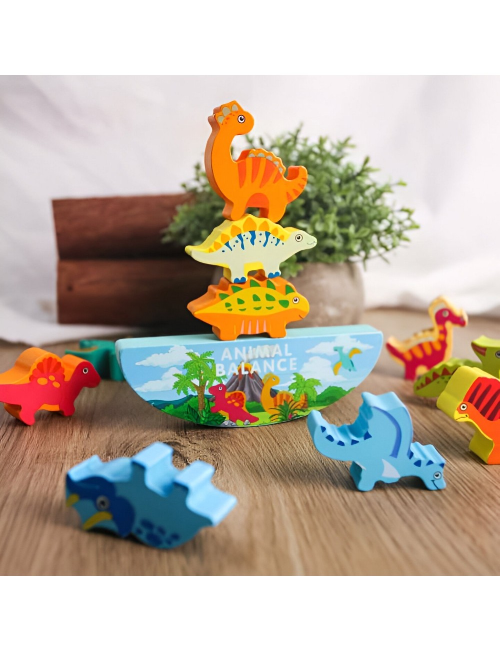 Juego De Mesa Figuras Magnetica Equilibrio Dinosaurio Madera