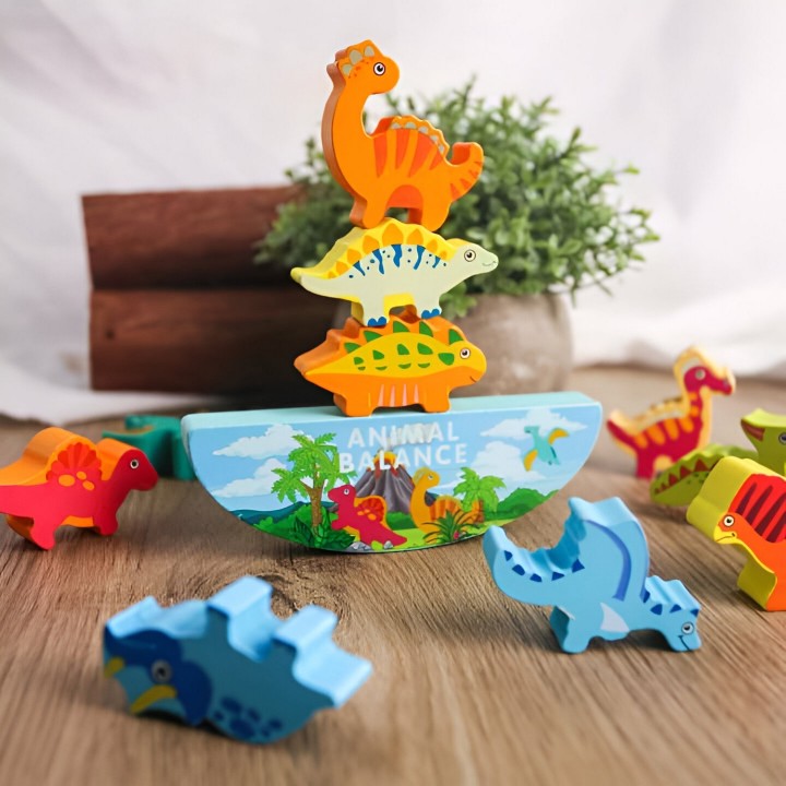 Juego De Mesa Figuras Magnetica Equilibrio Dinosaurio Madera