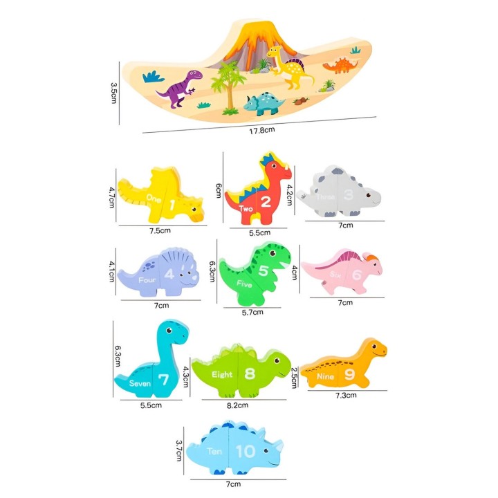 Juego De Mesa Figuras Magnetica Equilibrio Dinosaurio Madera