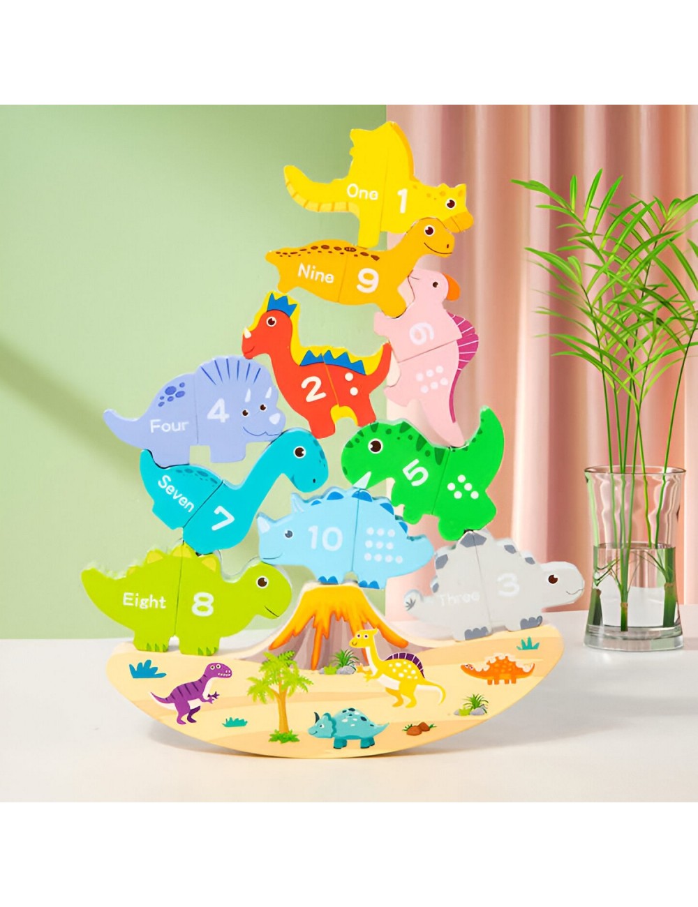 Juego De Mesa Figuras Magnetica Equilibrio Dinosaurio Madera