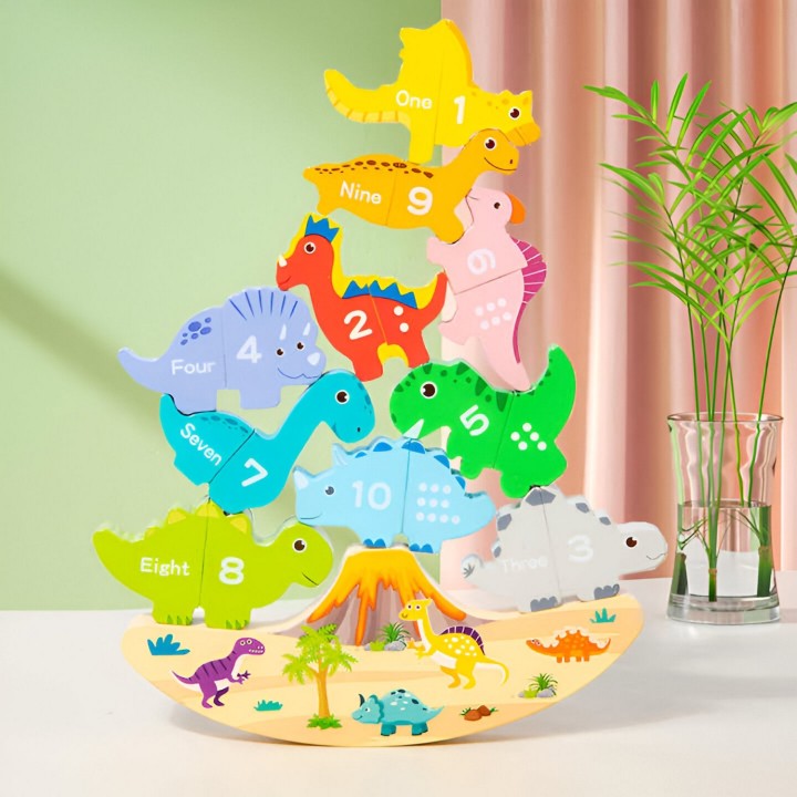 Juego De Mesa Figuras Magnetica Equilibrio Dinosaurio Madera