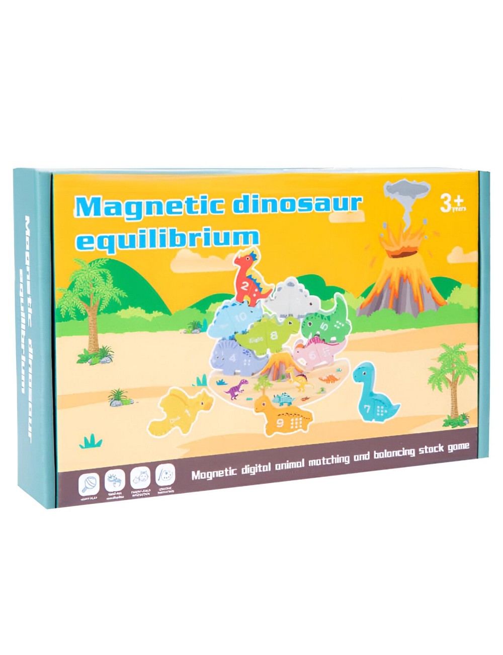 Juego De Mesa Figuras Magnetica Equilibrio Dinosaurio Madera