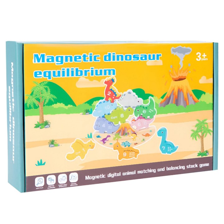 Juego De Mesa Figuras Magnetica Equilibrio Dinosaurio Madera