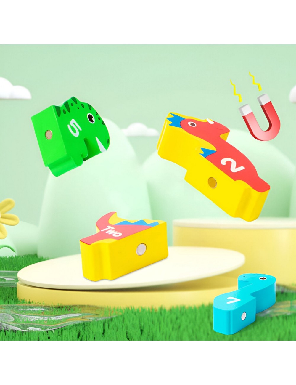 Juego De Mesa Figuras Magnetica Equilibrio Dinosaurio Madera