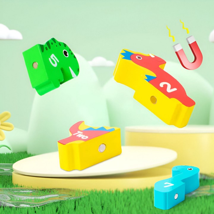 Juego De Mesa Figuras Magnetica Equilibrio Dinosaurio Madera