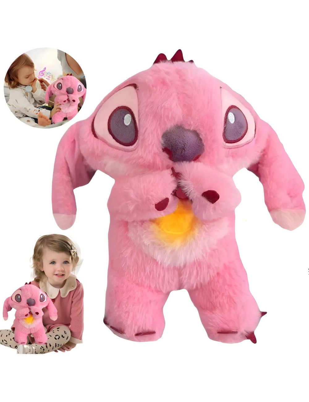 Angel Stitch Peluche Que Respira Sonido Luz Niñas + Bateria