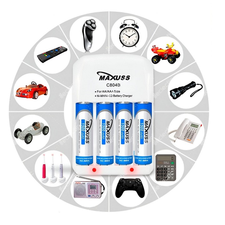 Cargador Baterias Pilas Recargables Maxuss Aax4 Aaa 1100mah