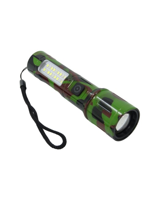Linterna Recargable Led Portable Camuflado Militar Doble Luz