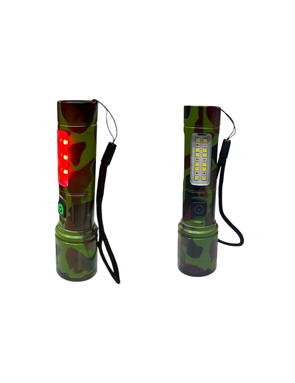 Linterna Recargable Led Portable Camuflado Militar Doble Luz