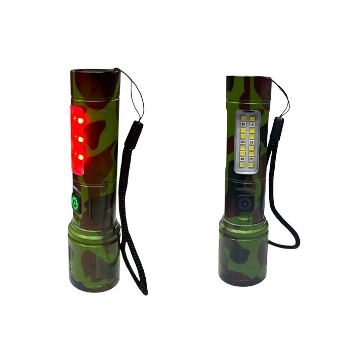 Linterna Recargable Led Portable Camuflado Militar Doble Luz