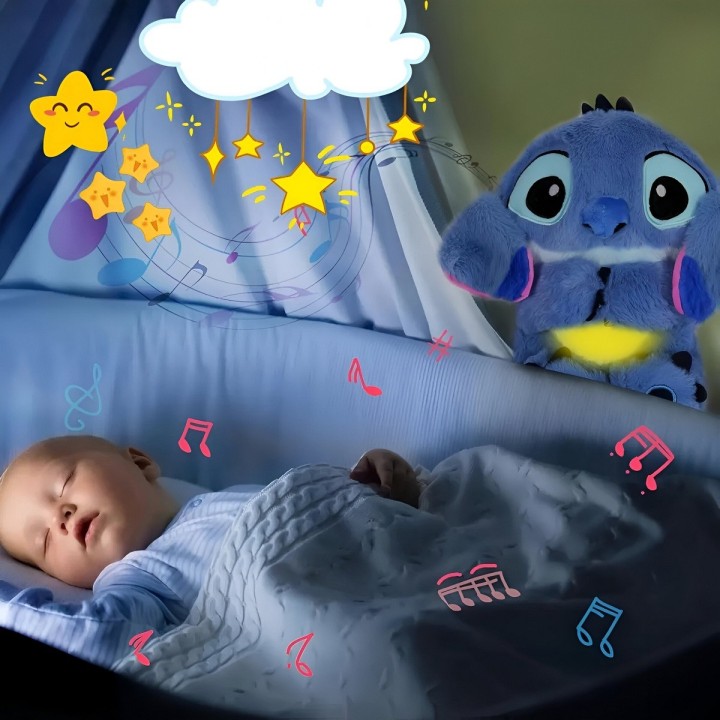 Stitch Peluche Que Respira Sonido Luz Unisex Niños + Bateria