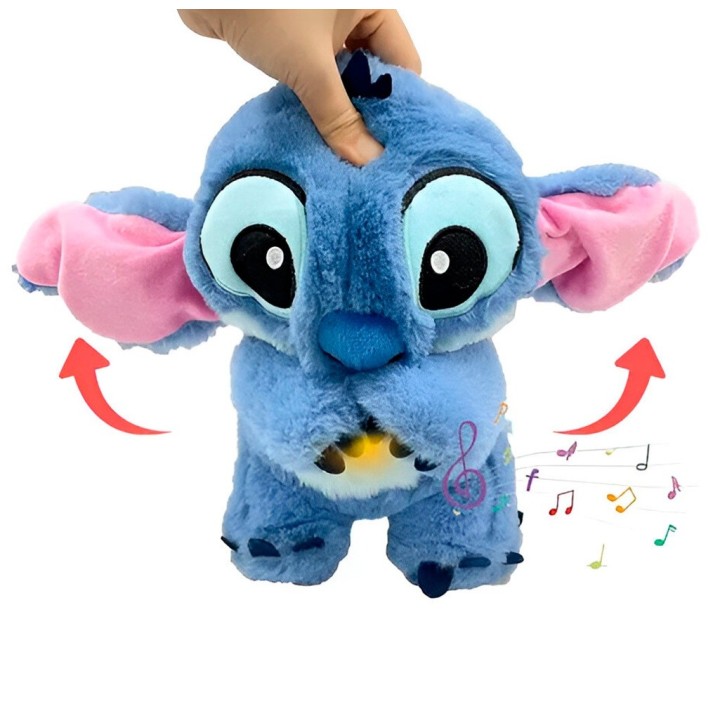 Stitch Peluche Que Respira Sonido Luz Unisex Niños + Bateria