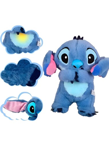 Stitch Peluche Que Respira Sonido Luz Unisex Niños + Bateria