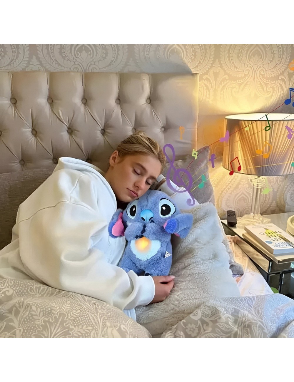 Stitch Peluche Que Respira Sonido Luz Unisex Niños + Bateria