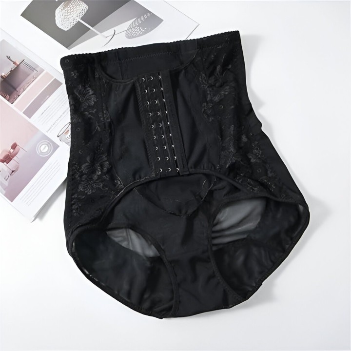 Faja Panty De Alta Compresión Con Encaje Y Broches Frontales