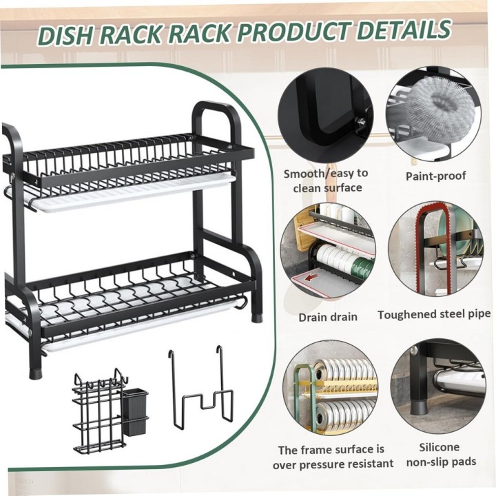 Estante Escurridor De Cocina Para Platos En Hierro 2 Niveles