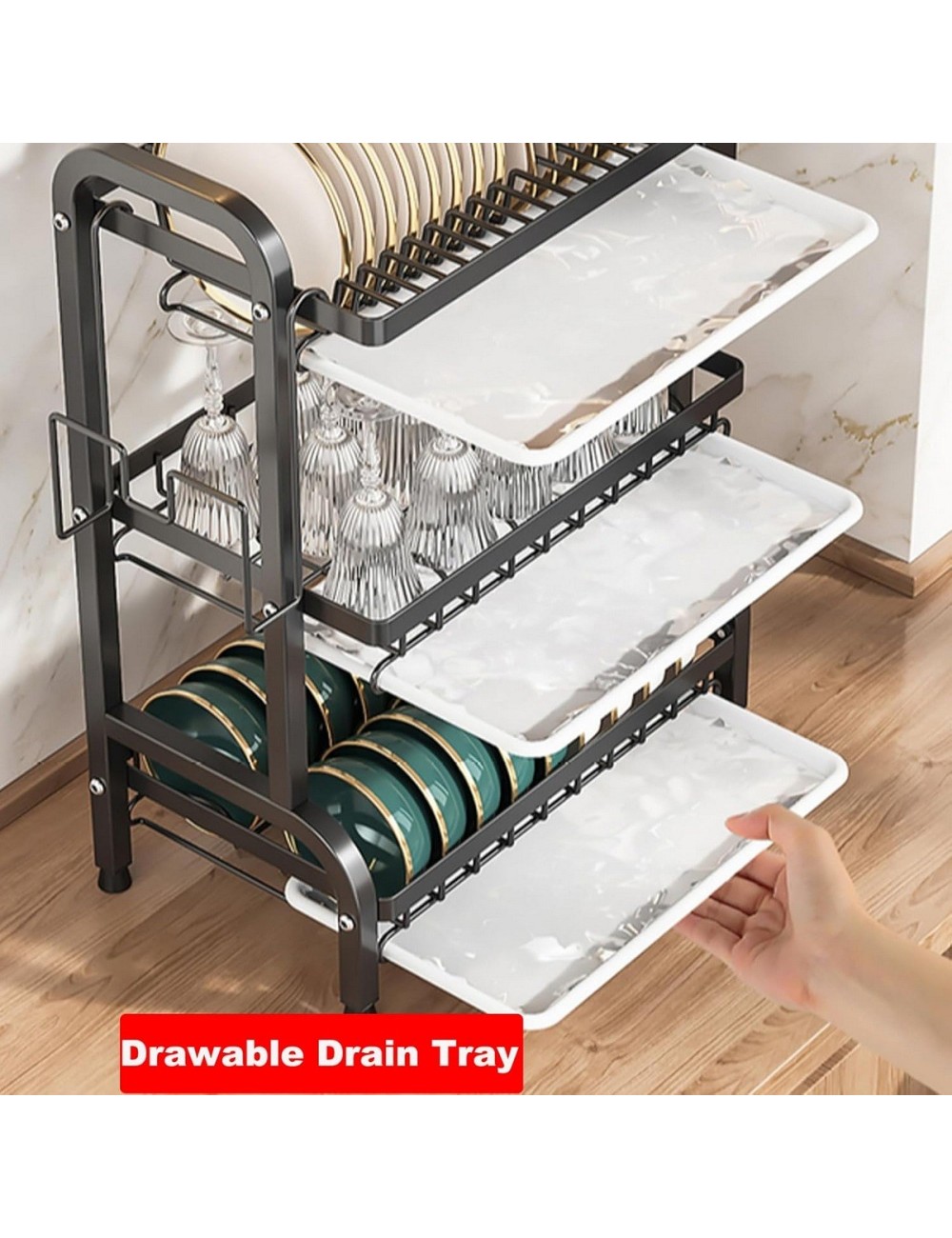 Estante Escurridor De Cocina Para Platos En Hierro 3 Niveles