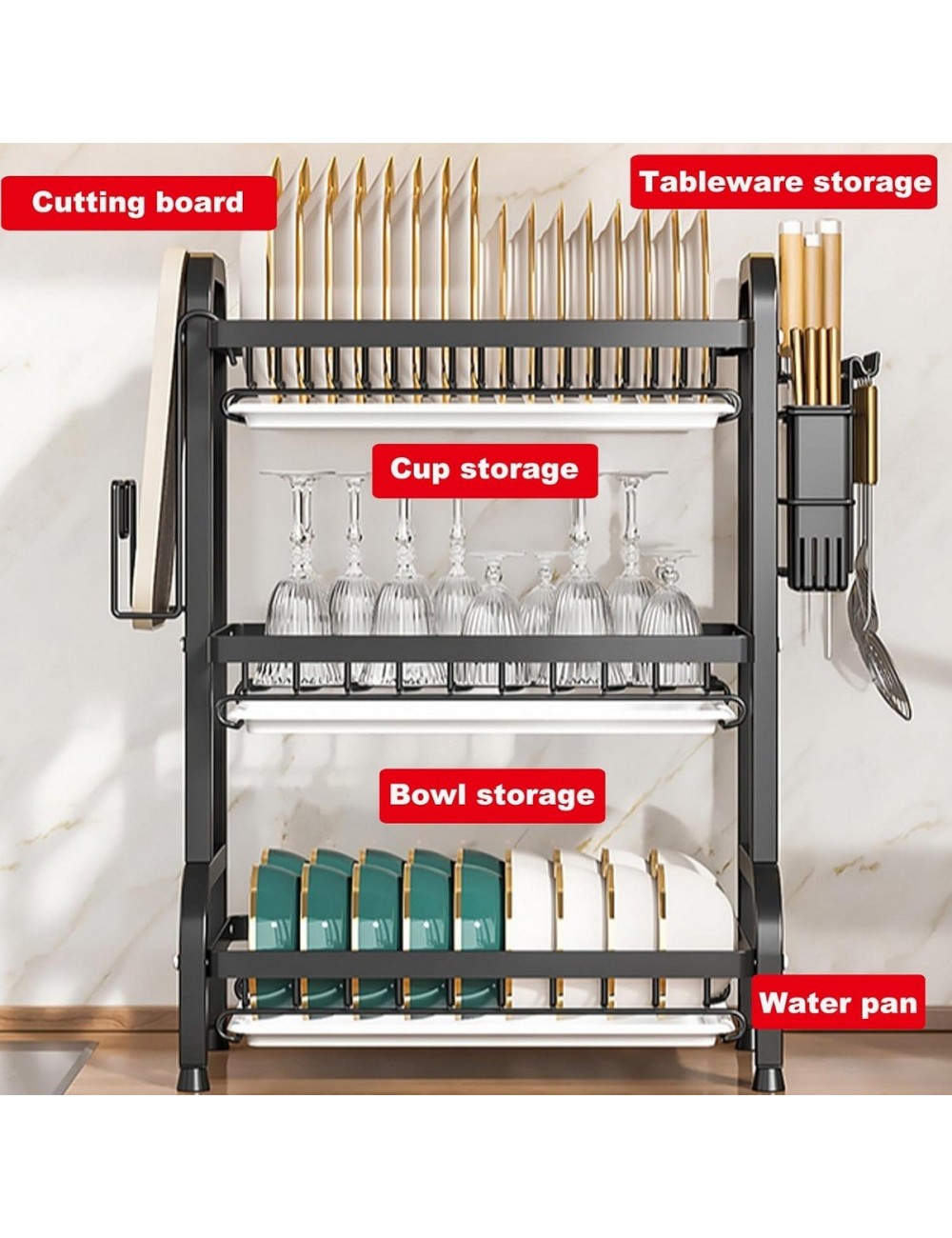 Estante Escurridor De Cocina Para Platos En Hierro 3 Niveles