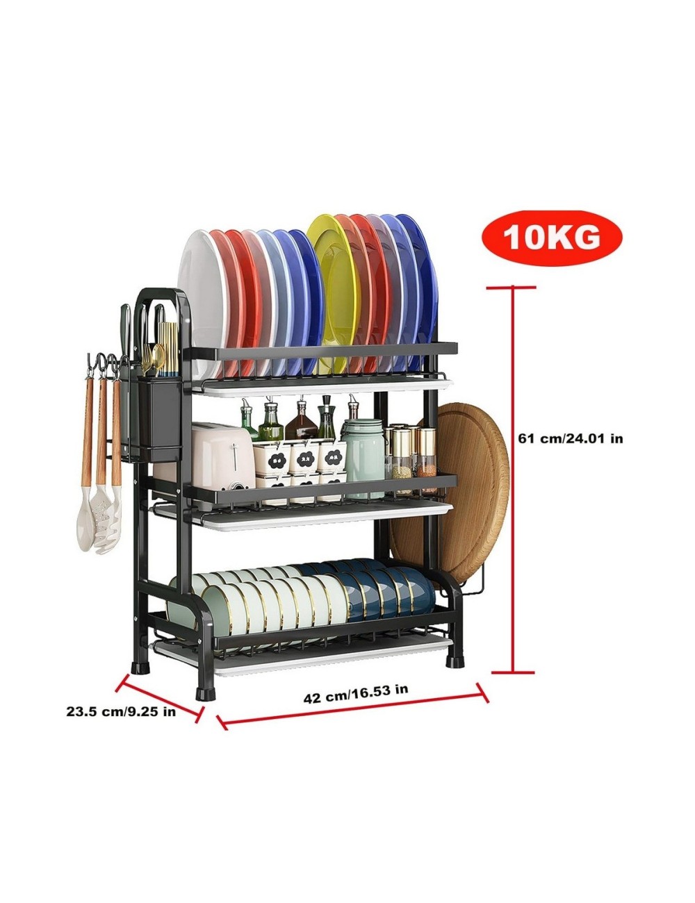 Estante Escurridor De Cocina Para Platos En Hierro 3 Niveles