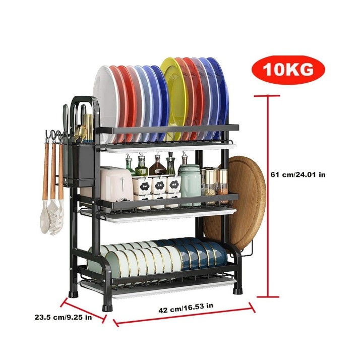Estante Escurridor De Cocina Para Platos En Hierro 3 Niveles