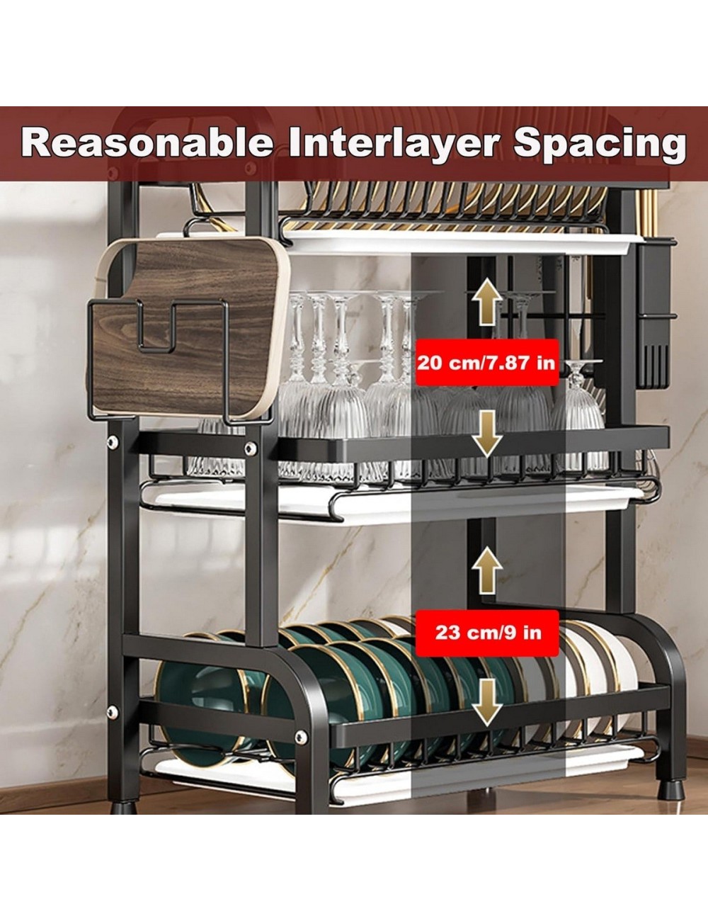 Estante Escurridor De Cocina Para Platos En Hierro 3 Niveles