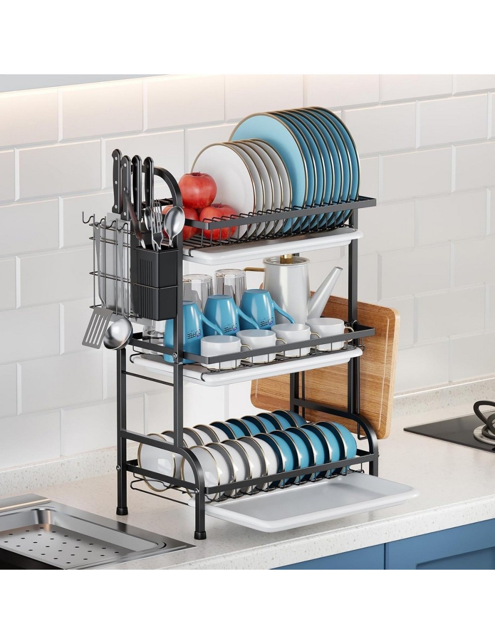 Estante Escurridor De Cocina Para Platos En Hierro 3 Niveles