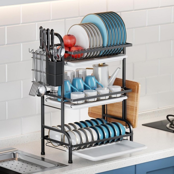 Estante Escurridor De Cocina Para Platos En Hierro 3 Niveles