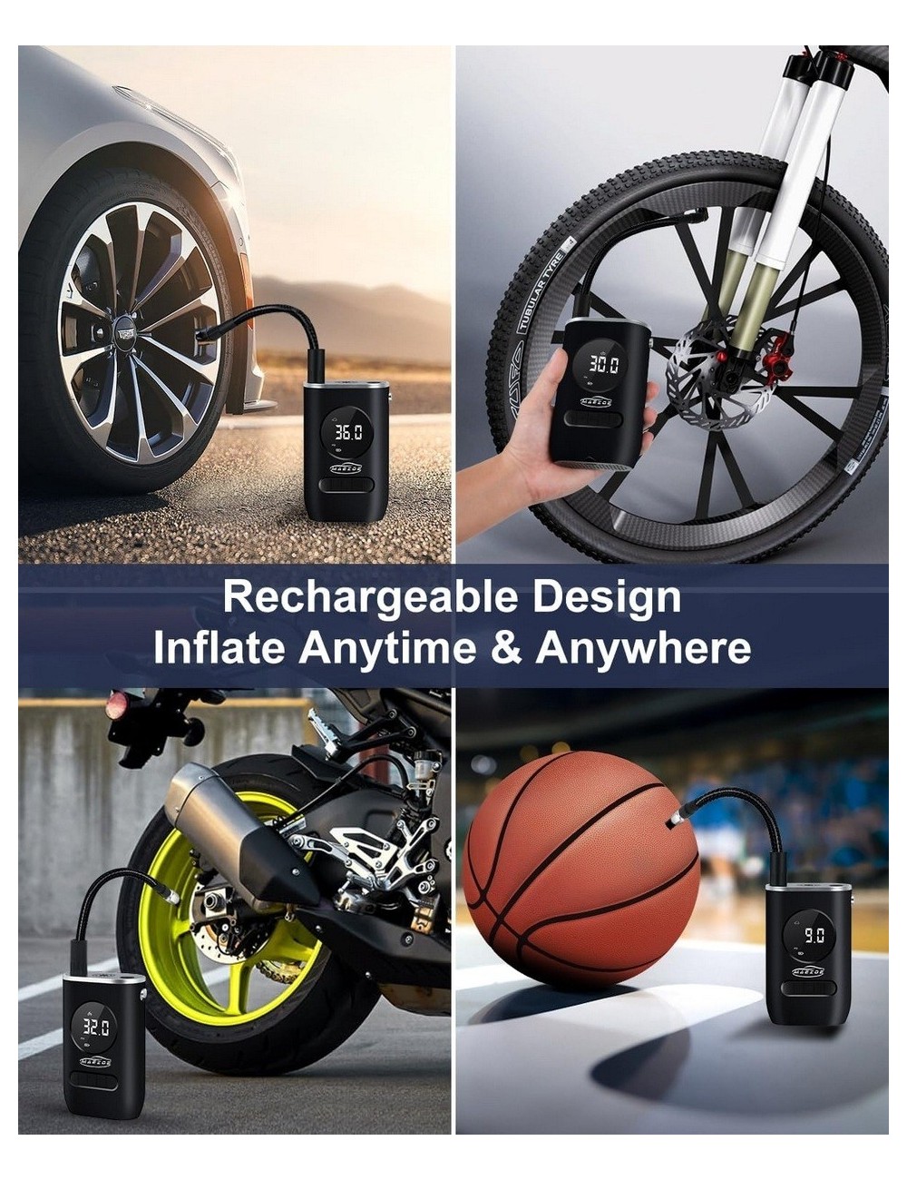 Inflador De Llanta Portable Mini Compresor Carro Moto Balon
