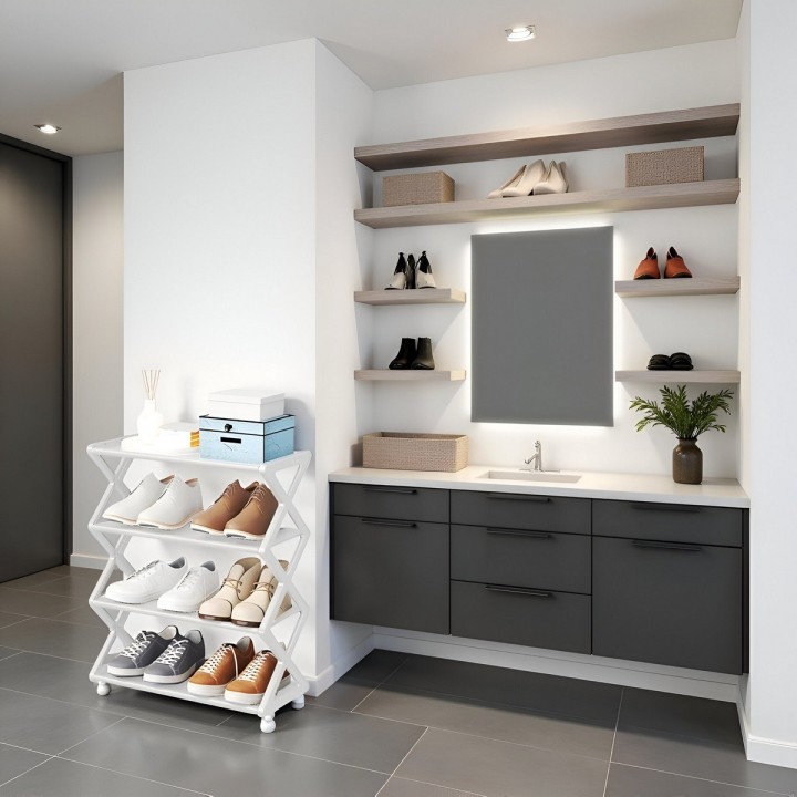 Organizadores De Zapatos Premium Moderno 4 Estantes 8 Pares