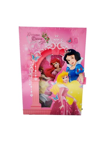Agenda Libreta Diario Privado Princesas + Candado Y Llaves