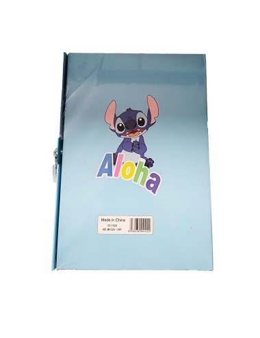 Agenda Libreta Diario Privado Stitch + Candado Y Llaves