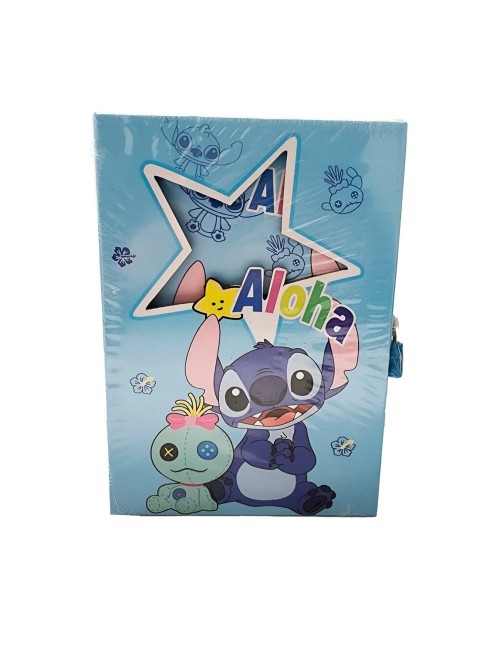 Agenda Libreta Diario Privado Stitch + Candado Y Llaves