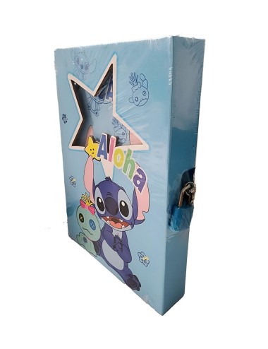 Agenda Libreta Diario Privado Stitch + Candado Y Llaves