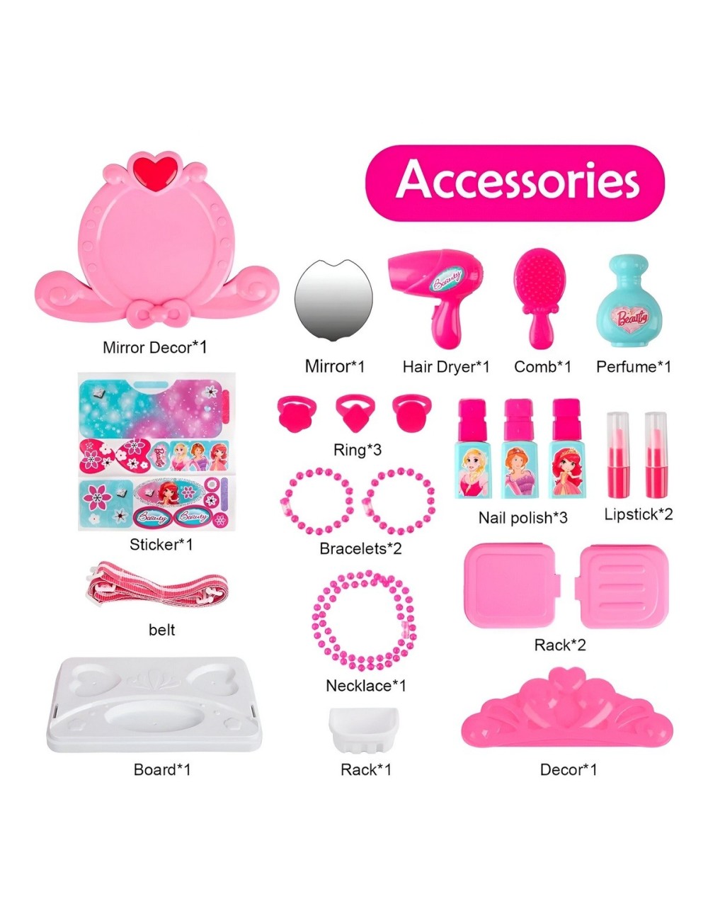 Set Belleza Maleta Bolso Tocador Mesa Juguete Niñas Niñas