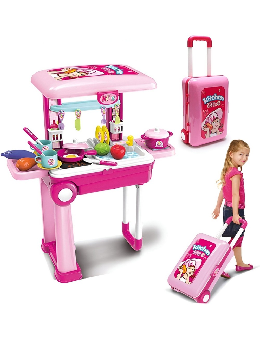 Set Cocina Cheef Maleta Mesa Portátil Niñas Didáctico