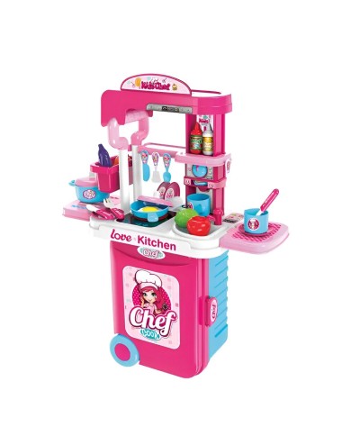 Cocina Infantil Armable Maleta 3 En 1 Accesorio Chef Juguete