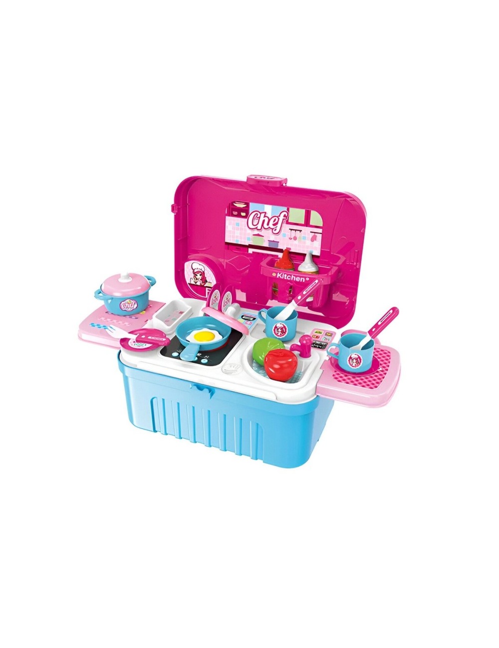 Cocina Infantil Armable Maleta 3 En 1 Accesorio Chef Juguete