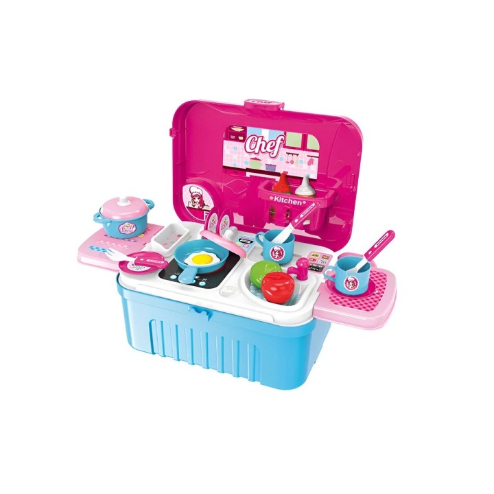 Cocina Infantil Armable Maleta 3 En 1 Accesorio Chef Juguete
