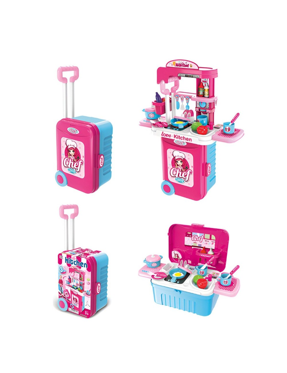 Cocina Infantil Armable Maleta 3 En 1 Accesorio Chef Juguete