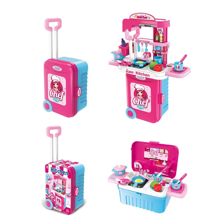 Cocina Infantil Armable Maleta 3 En 1 Accesorio Chef Juguete