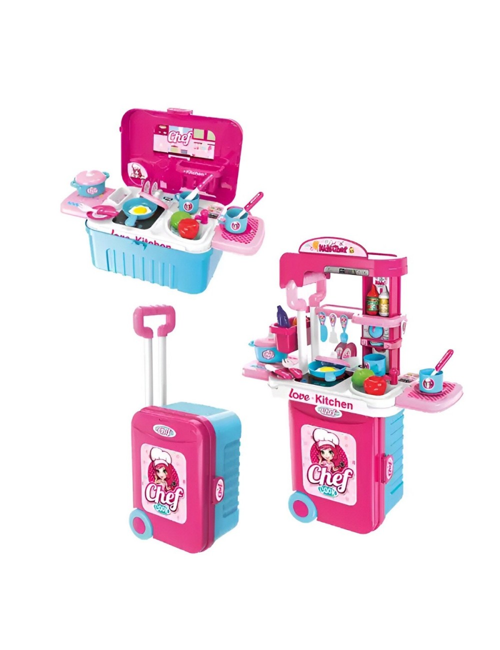 Cocina Infantil Armable Maleta 3 En 1 Accesorio Chef Juguete